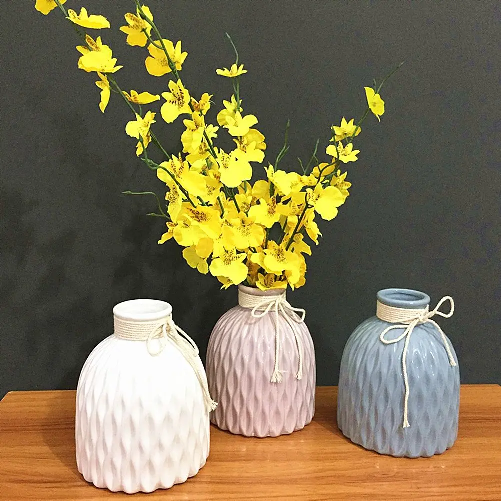 Anding Modern Vase Home Decoration Grid Design White Porcelain Bottle | Elegant, Modern Style - view 6