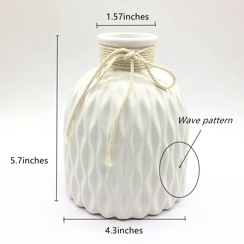 Anding Modern Vase Home Decoration Grid Design White Porcelain Bottle | Elegant, Modern Style - view 7