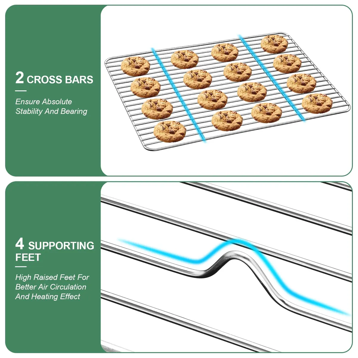 HKJ Chef Baking Sheet with Cooling Rack, 12.5x10x1 Inches, Stainless Steel, 2 Sets | Durable & Healthy - view 5