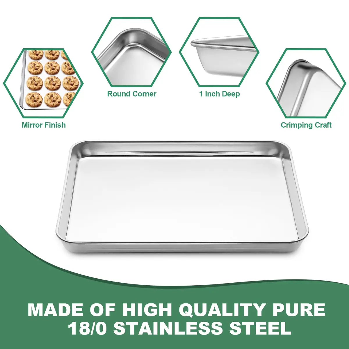 HKJ Chef Baking Sheet with Cooling Rack, 12.5x10x1 Inches, Stainless Steel, 2 Sets | Durable & Healthy - view 6