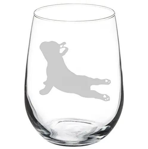 MIP French Bulldog Yoga Stemless Wine Glass 503ml (17 oz) | Fun Novelty Drinkware for Wine Lovers - view 2