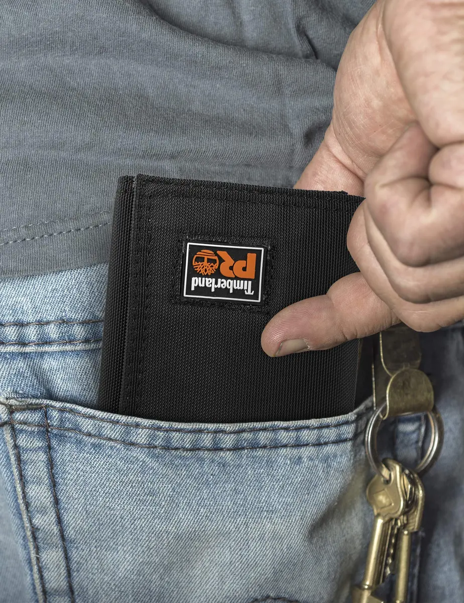 Timberland PRO Cordura Nylon RFID Trifold Wallet with ID Window, Black 10.8cm (4.25") | Secure Men's Wallet for India - view 4