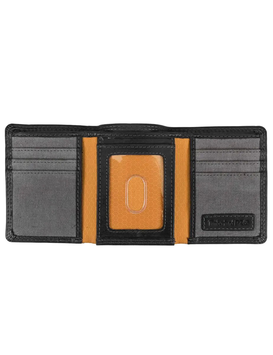 Timberland PRO Men's Leather RFID Trifold Wallet with ID Window, Black/Brandy, One Size - view 2