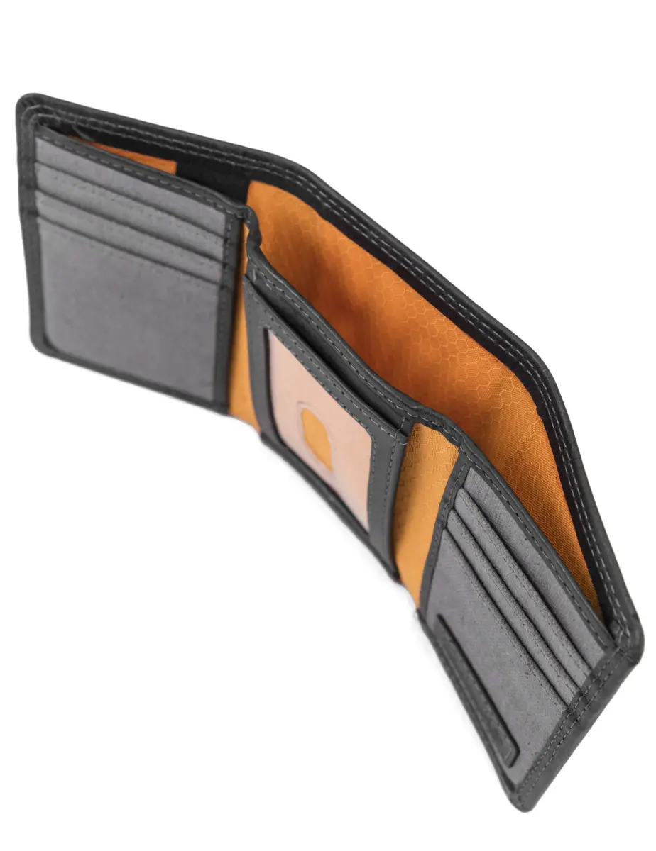 Timberland PRO Men's Leather RFID Trifold Wallet with ID Window, Black/Brandy, One Size - view 3