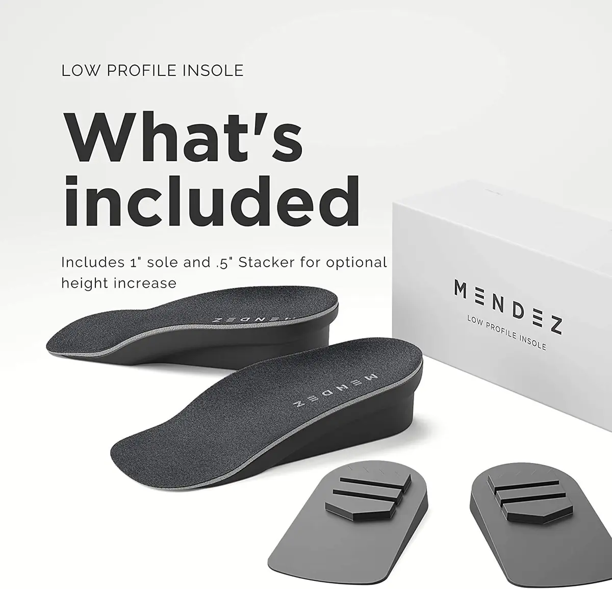 Mendez Premium Height Increase Insole 1.5 inch (3.81 cm) with Stacker | FDA Approved Shoe Inserts for Men & Women - view 3