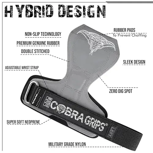 Cobra Grips PRO Gray Rubber Weight Lifting Gloves with Wrist Wraps - 5.5 - 8.75" Wrist Size - view 3