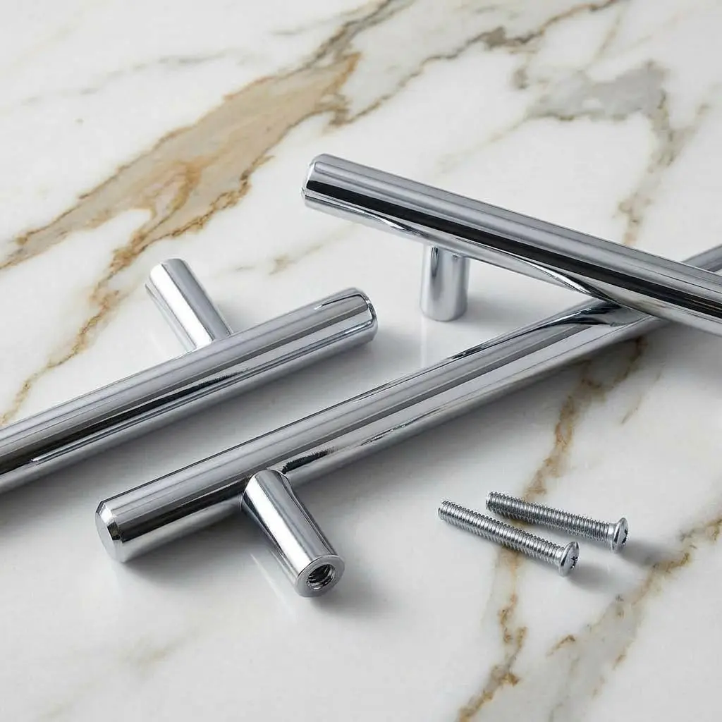 ALPINE HARDWARE PREMIUM SOLID Euro Style Bar Handle Pull-10Pack-3.75 In Hole Center & 6 1/8 In Length Heavy Stainless Steel Chrome - view 2