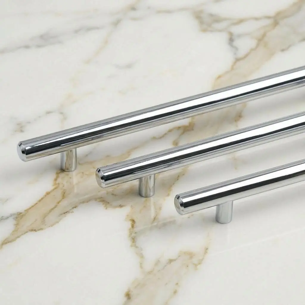 ALPINE HARDWARE PREMIUM SOLID Euro Style Bar Handle Pull-10Pack-3.75 In Hole Center & 6 1/8 In Length Heavy Stainless Steel Chrome - view 3