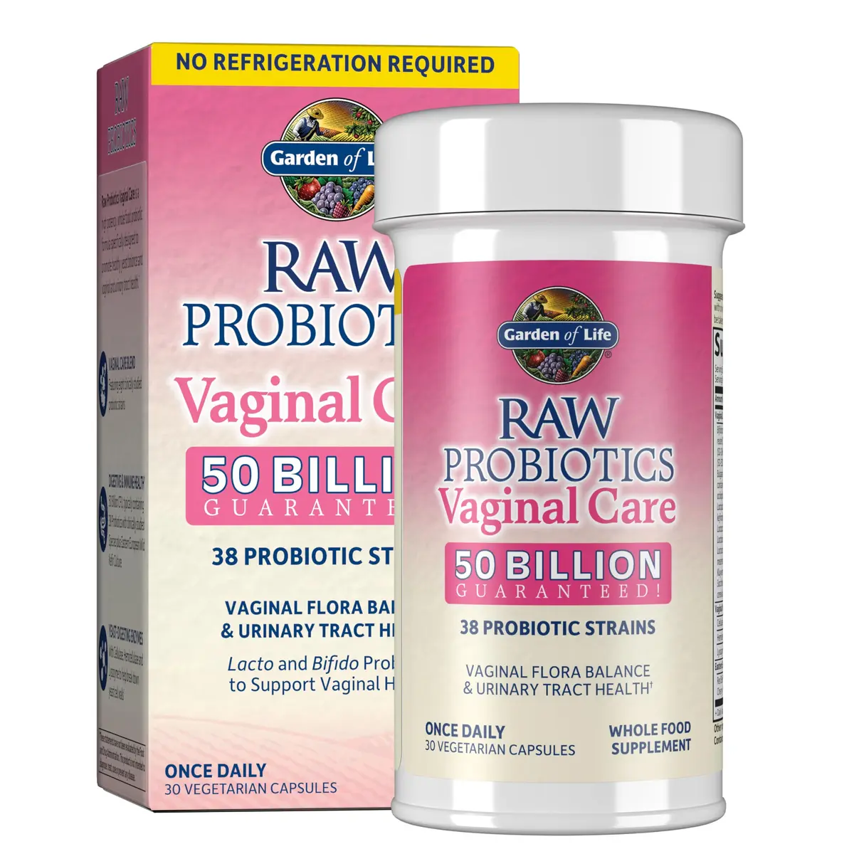 Garden of Life Raw Probiotics Vaginal Care 50 Billion CFU 30 Capsules | Supports Vaginal & Urinary Tract Health - main product image