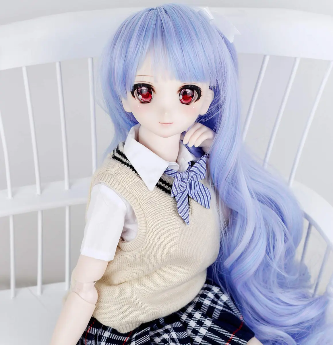 Linfairy Blue Art Supplies Doll Wig 8-9 inch | Heat-Resistant Fiber for Doll Making - view 2