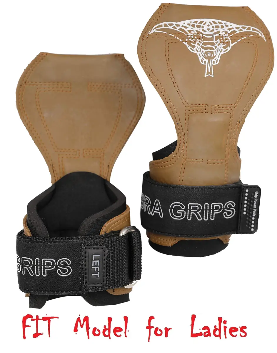 Cobra Grips Weight Lifting Gloves with Wrist Wraps (FIT Brown Rubber, 4.25-7.0" Wrist) | Patented All-in-One Grip Pad & Strap Solution - view 2