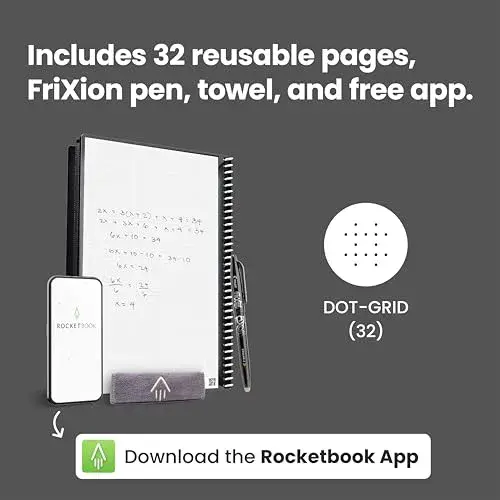 Rocketbook Core Reusable Notebook, Classic Letter Size (8.5x11), Teal with Core Dot Grid Pages - view 4