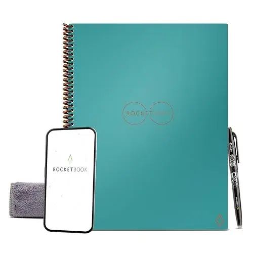 Rocketbook Core Reusable Notebook, Classic Letter Size (8.5x11), Teal with Core Dot Grid Pages - main product image