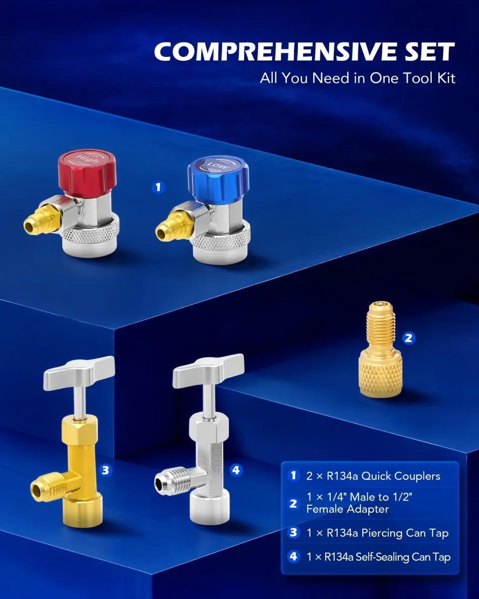 Orion Motor Tech AC Gauge Set for R134a, R12, R22, R502, 5 ft Hoses | Professional Automotive HVAC Tool Kit - view 3