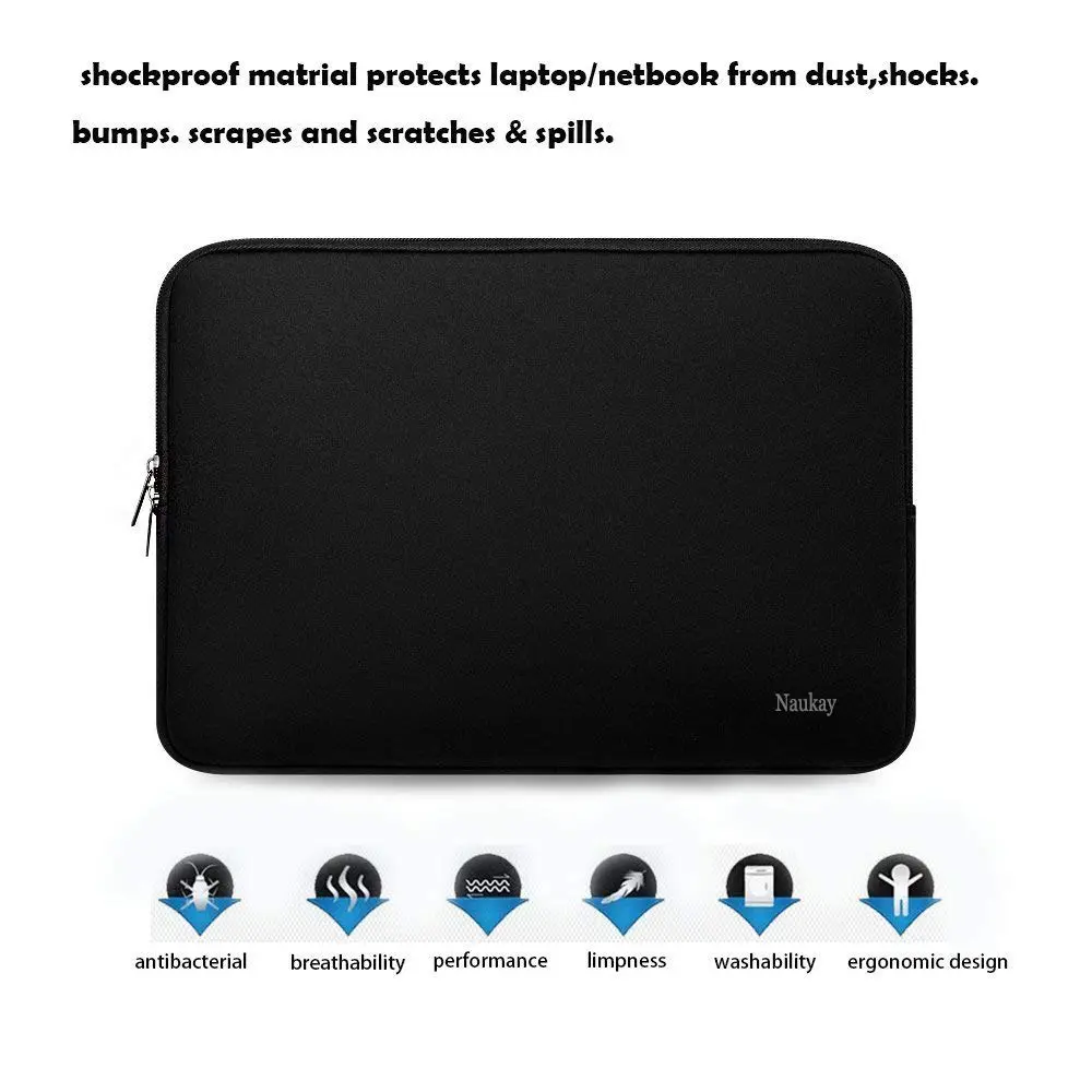 Naukay 13.3-inch Laptop Sleeve Case | Water-Resistant Neoprene Portable Computer Sleeve Cover - view 5