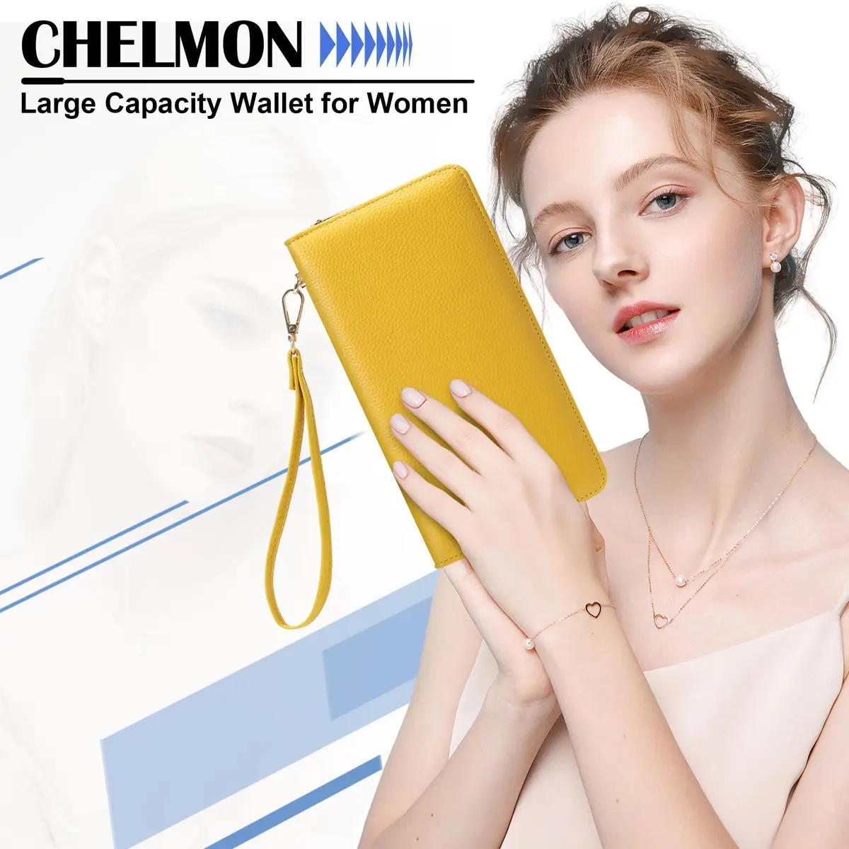 Chelmon Vegan Leather Clutch Wallet with Zip & RFID, Large Capacity | Secure & Stylish for Women - view 6
