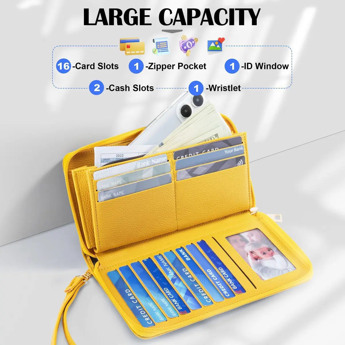 Chelmon Vegan Leather Clutch Wallet with Zip & RFID, Large Capacity | Secure & Stylish for Women - view 3