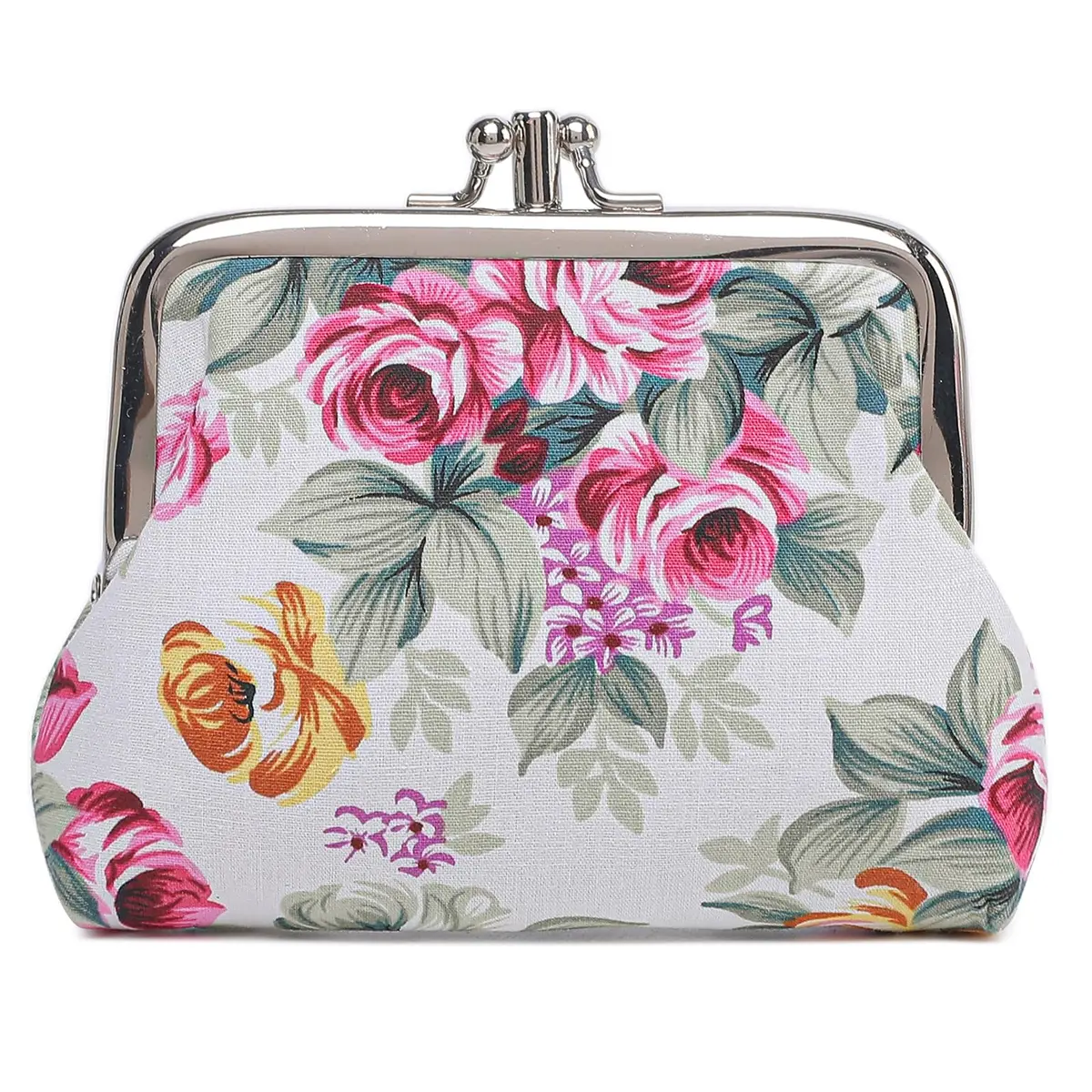 Sanxiner Cute Floral Kiss-Lock Coin Purse 10.9cm (4.33") | Vintage Style Change Holder with 2 Compartments - main product image