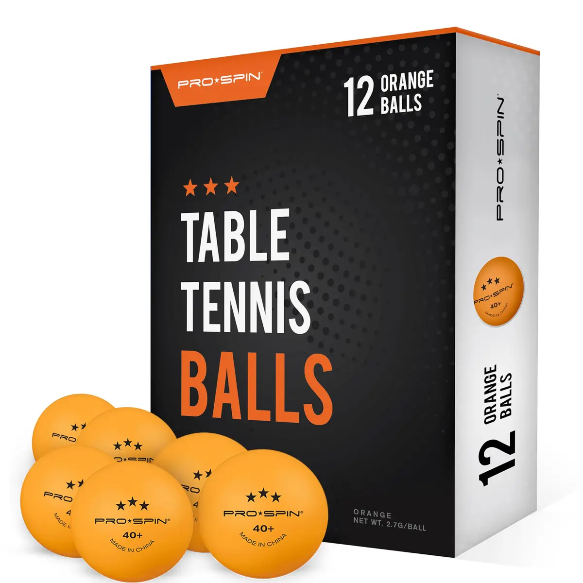 PRO-SPIN Premium Orange Table Tennis Balls 40mm | High-Performance ABS Balls for Indoor & Outdoor Play - main product image