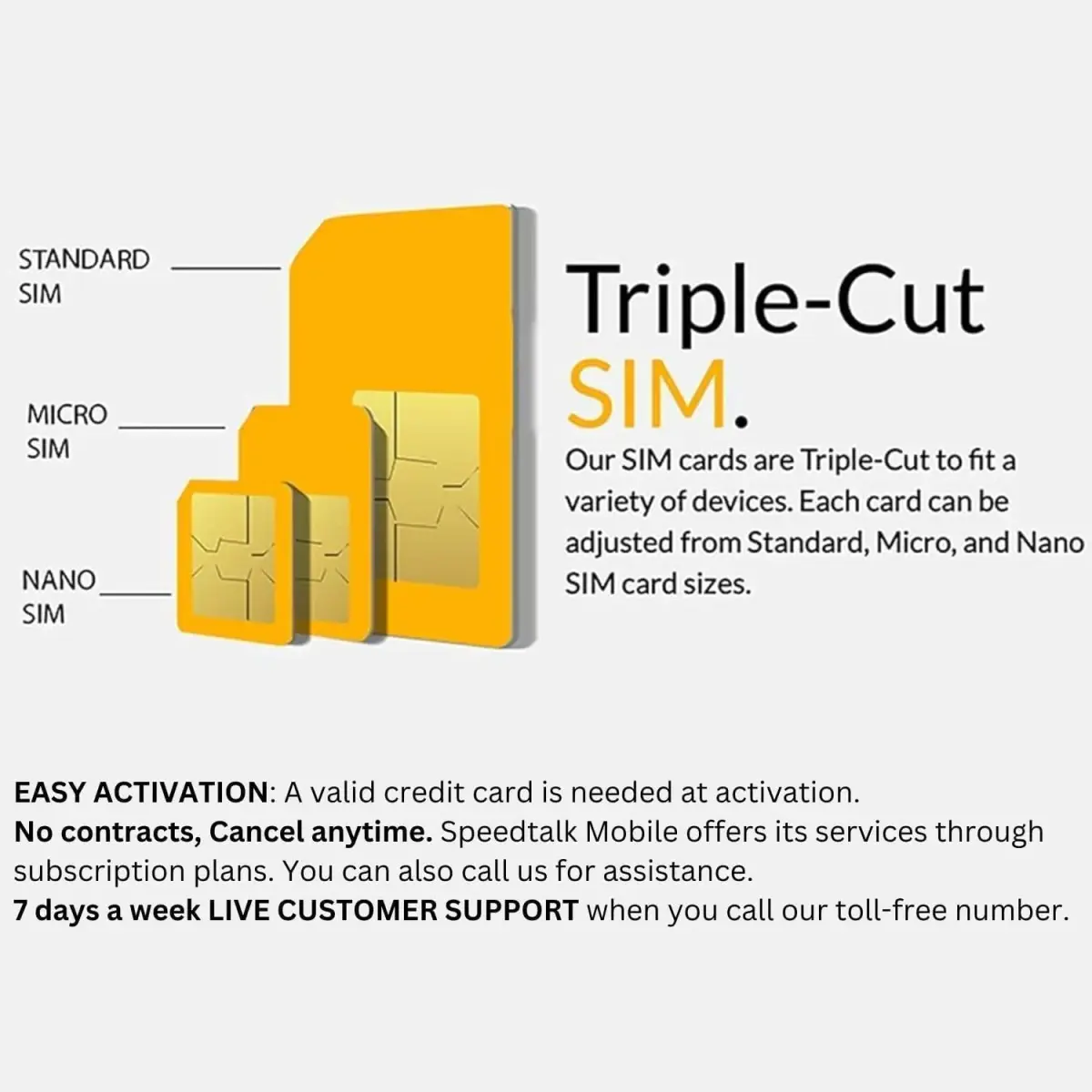 SpeedTalk Mobile $5 Prepaid Smart Watch SIM Card Kit | Triple Cut 3-in-1 SIM (Standard, Micro, Nano) | USA Coverage 30 Days Service - view 7