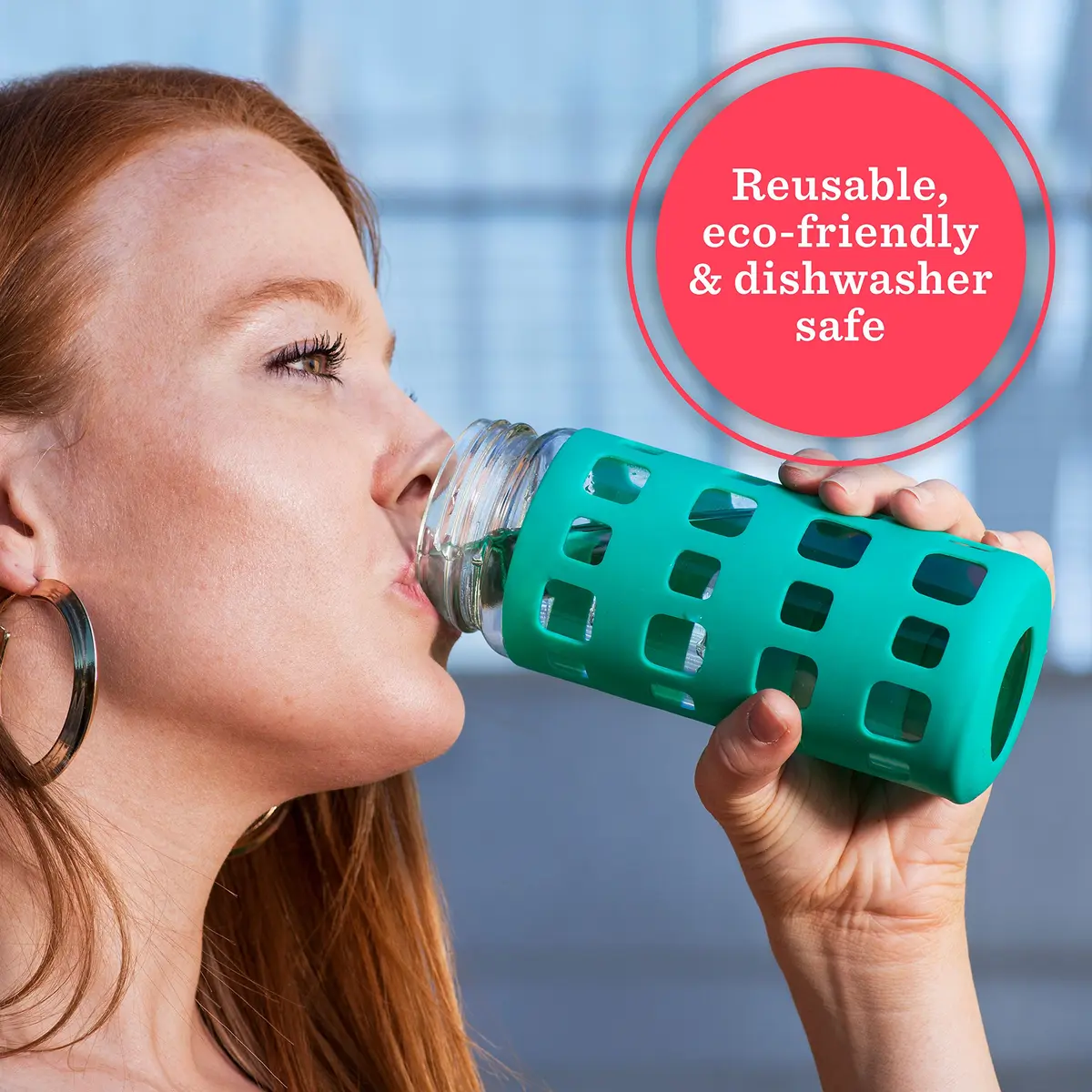 All About Juicing Silicone Glass Water Bottle Sleeves - 6-Pack Pearl Grey 16 oz | Anti-Slip & Insulating - view 2
