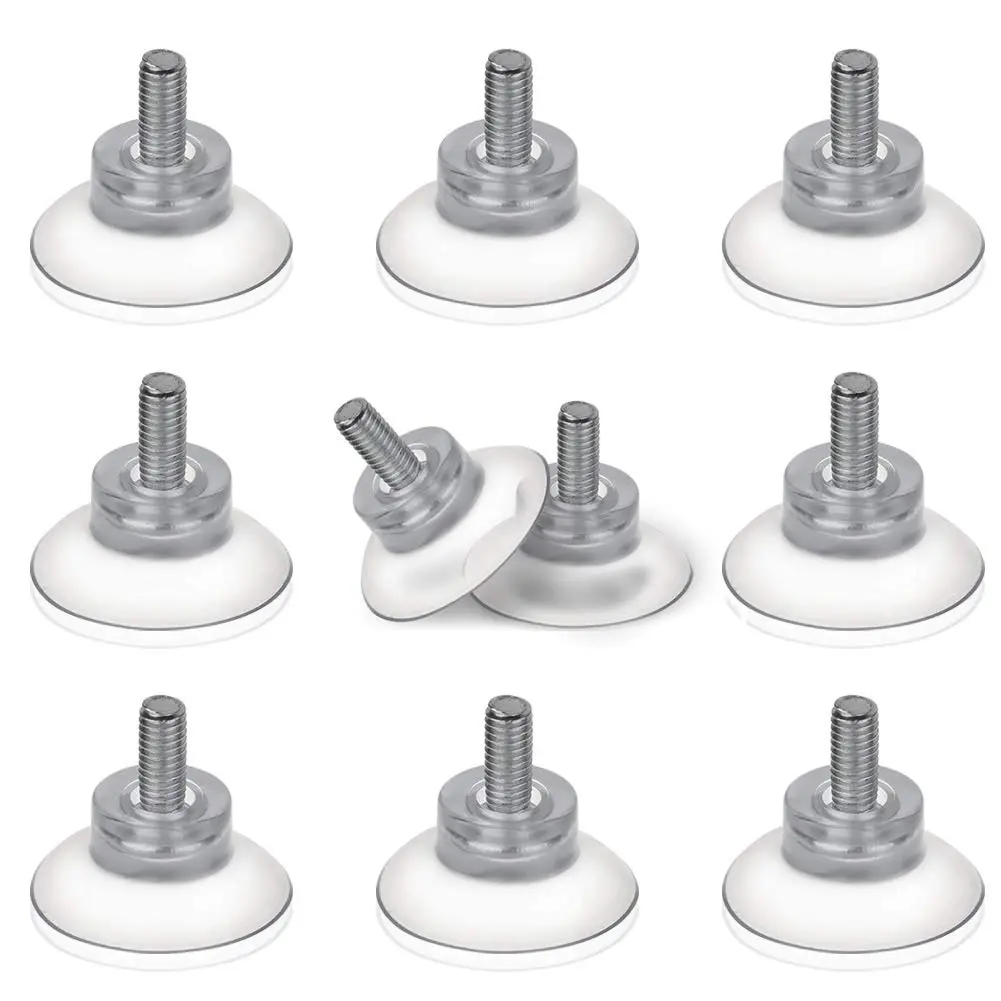 BLUECELL 10 PCS Rubber Strong Suction Cup Replacements with M6 Screw | Adjustable Glass Table Top Mounts - main product image