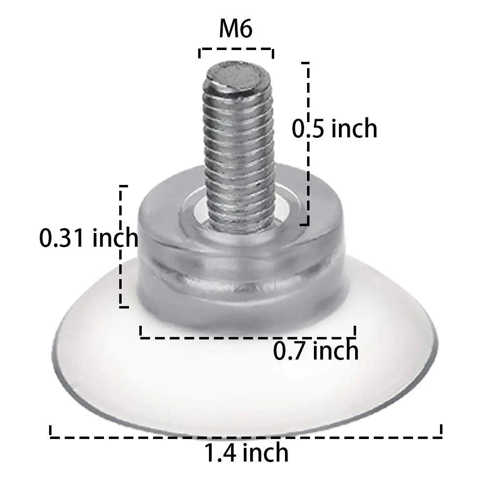BLUECELL 10 PCS Rubber Strong Suction Cup Replacements with M6 Screw | Adjustable Glass Table Top Mounts - view 2