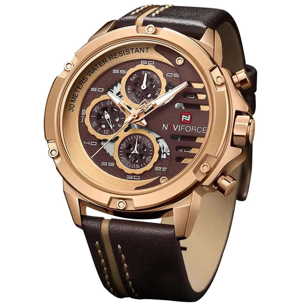NAVIFORCE Men's Rose Gold Analog-Digital Watch 48mm (1.89in) | Multifunction Sport Casual Luxury - main product image