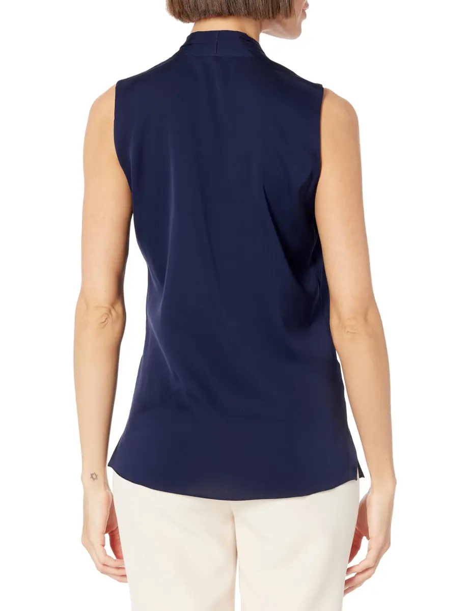 Kobi Halperin Mila Blouse, Midnight Blue, Medium | Sleeveless Silk Georgette Top for Women - view 2