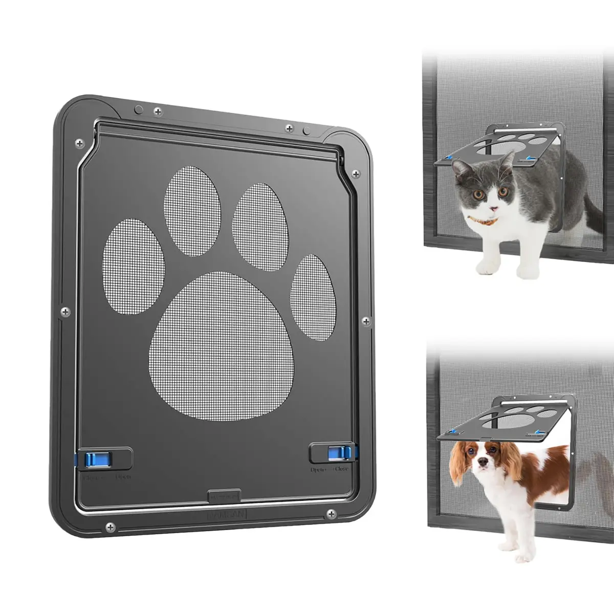 NAMSAN Small Cat Screen Door with Magnetic Flap & Lock - 8.25x10.4 Inch Flap, Black | Secure Pet Access for Screen Doors - main product image