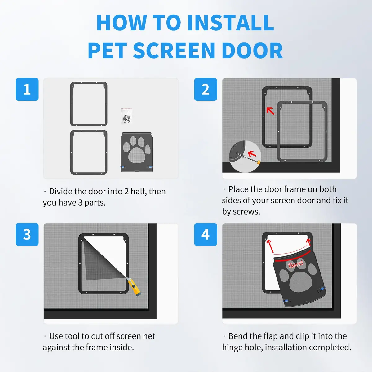 NAMSAN Small Cat Screen Door with Magnetic Flap & Lock - 8.25x10.4 Inch Flap, Black | Secure Pet Access for Screen Doors - view 5