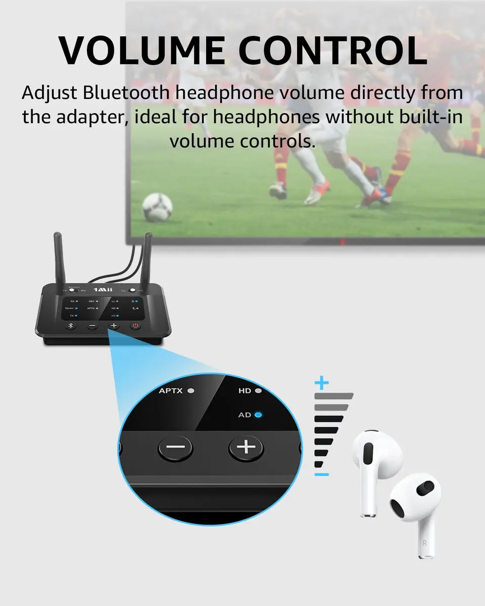 1Mii B03 Bluetooth 5.3 Transmitter Receiver for TV Home Stereo | Long Range, aptX HD & Dual Link - view 6