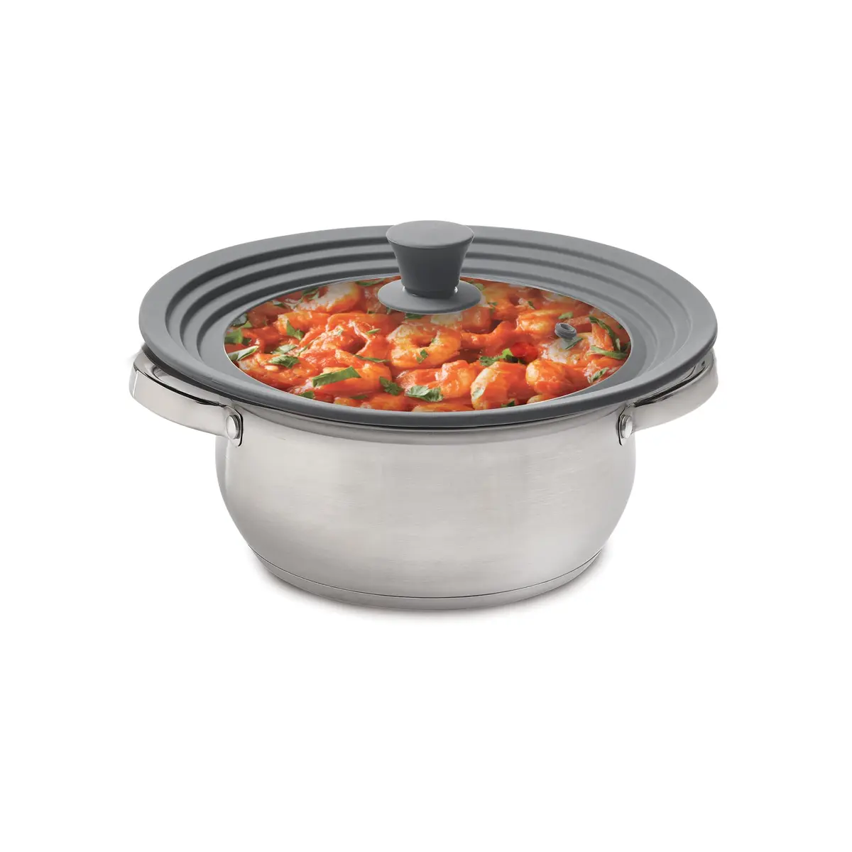 HIC Harold Import Co. Universal Pot Lid Microwave Cover 11 inches | Tempered Glass & Silicone, Fits 8.5-11.5 inch Bowls & Pots - view 4
