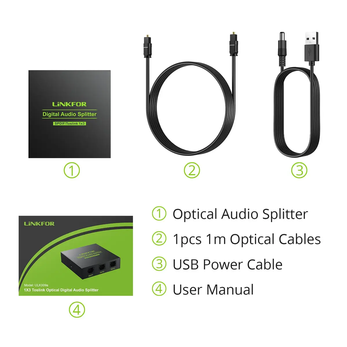 LiNKFOR Digital Optical Audio 1x3 Splitter | Supports 5.1CH Dolby-AC3 DTS, Aluminum Alloy, 40m Optical Fiber - view 5