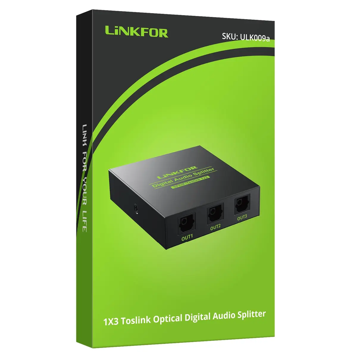 LiNKFOR Digital Optical Audio 1x3 Splitter | Supports 5.1CH Dolby-AC3 DTS, Aluminum Alloy, 40m Optical Fiber - view 6