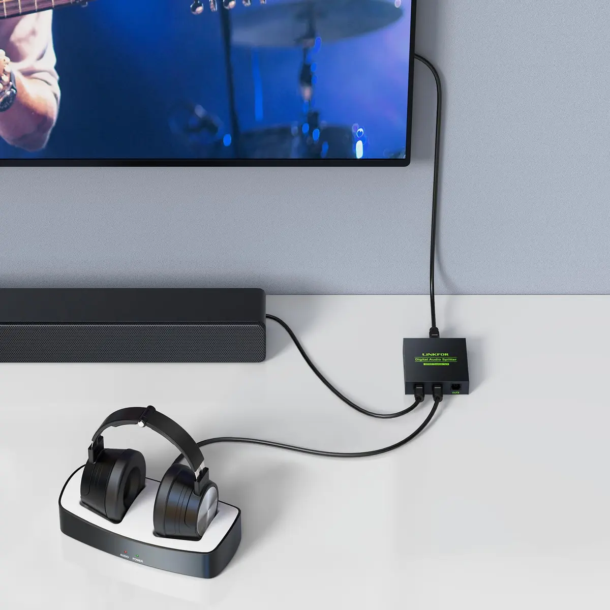 LiNKFOR Digital Optical Audio 1x3 Splitter | Supports 5.1CH Dolby-AC3 DTS, Aluminum Alloy, 40m Optical Fiber - view 4