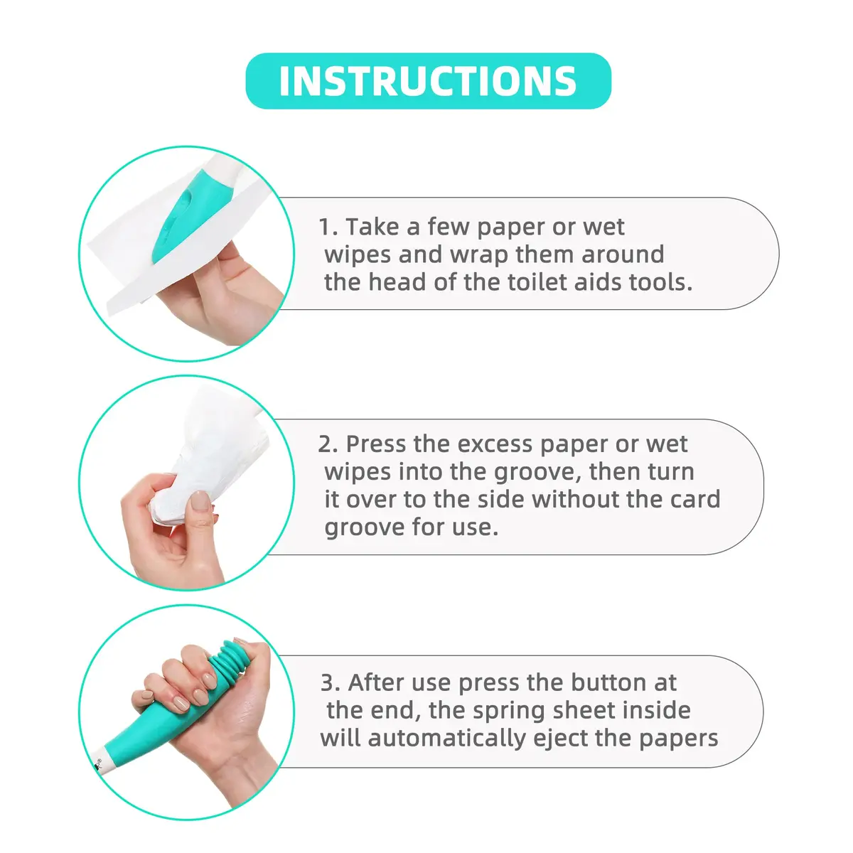 Fanwer Long Reach Comfort Wipe Toilet Aid | Extends Reach Over 15 Inches for Wiping - view 3