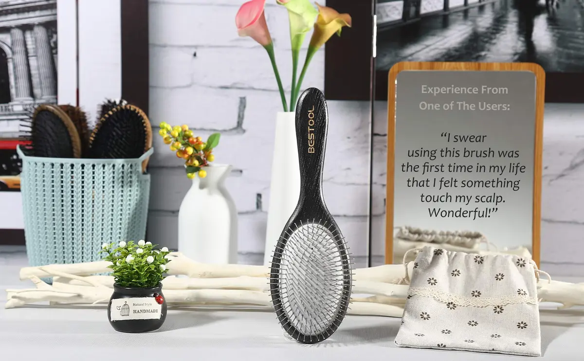BESTOOL Hair Brush, Paddle Detangler with Metal Bristles | All Hair Types Wet & Dry - view 7