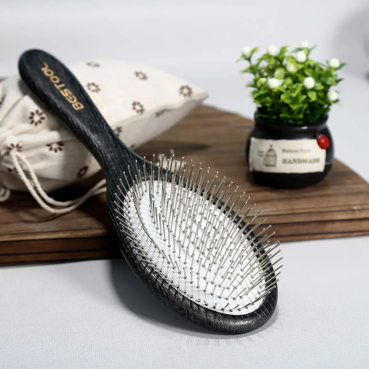 BESTOOL Hair Brush, Paddle Detangler with Metal Bristles | All Hair Types Wet & Dry - view 9