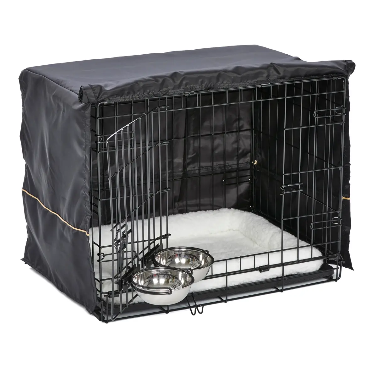 MidWest Homes for Pets Double Door iCrate Starter Kit, 24-inch Dog Crate Bundle for Small Breeds | Includes Cage, Pet Bed, 2 Bowls & Privacy Cover - view 3