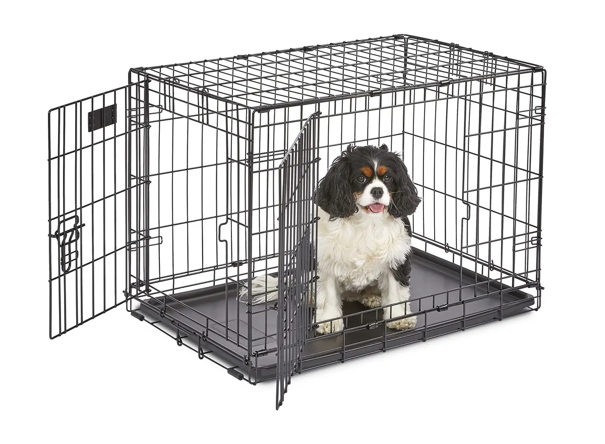MidWest Homes for Pets Double Door iCrate Starter Kit, 30-inch Dog Crate Bundle for Medium Breeds | Includes Cage, Pet Bed, 2 Bowls & Privacy Cover - view 4