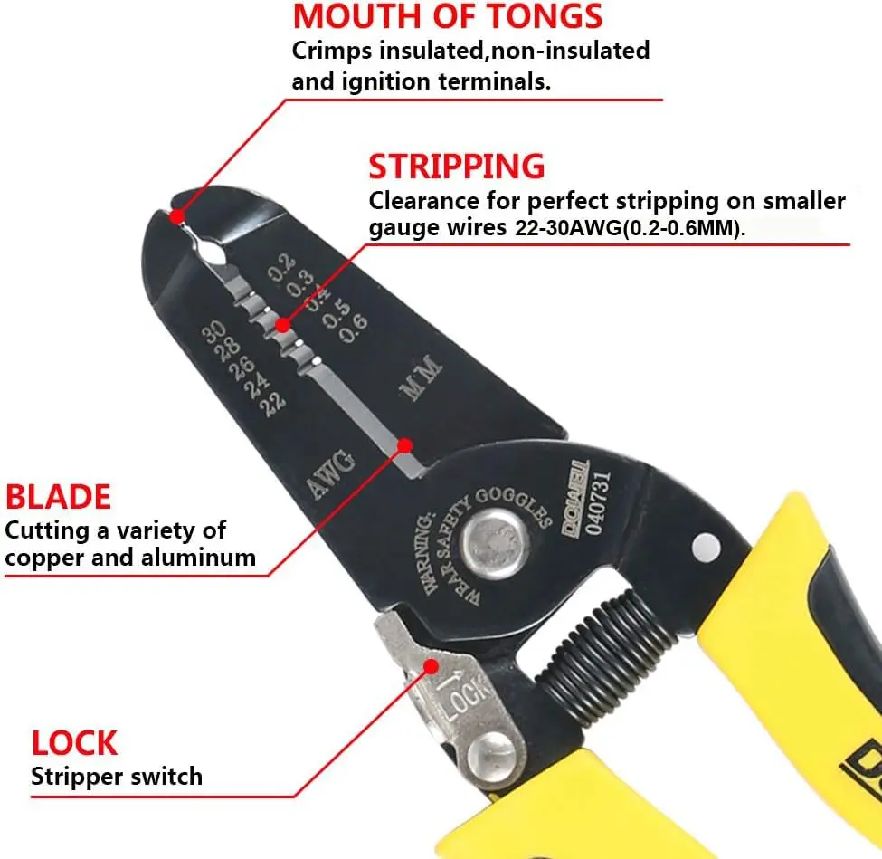 DOWELL Wire Stripper Tool 22-30 AWG | Precision Cutting & Stripping for Electronics - view 3