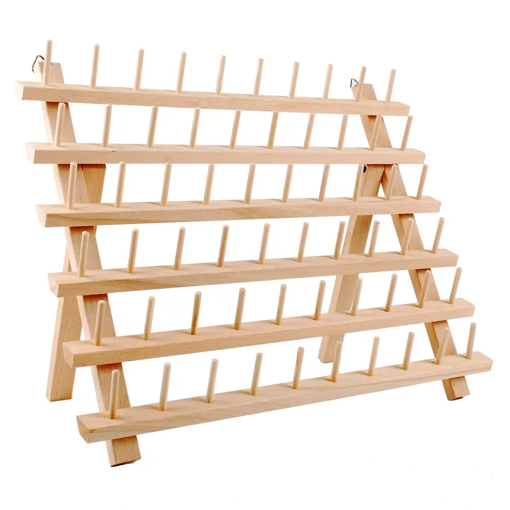 NW 60-Spools Wooden Thread Holder Sewing & Embroidery Organizer 15.74x12.59 inch | Space for 60 Spools - main product image