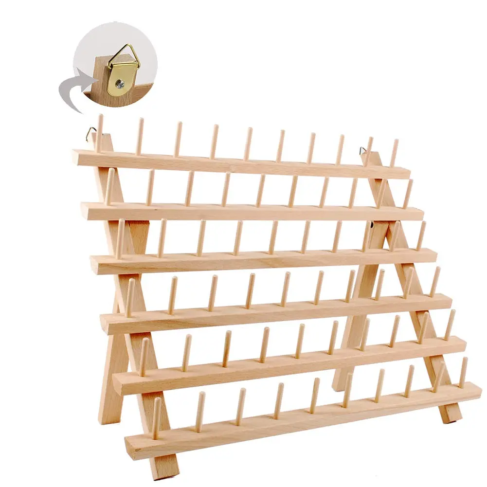NW 60-Spools Wooden Thread Holder Sewing & Embroidery Organizer 15.74x12.59 inch | Space for 60 Spools - view 5