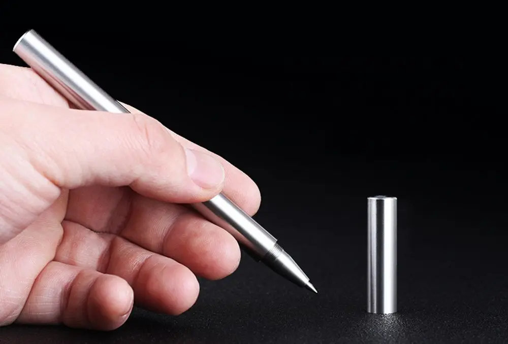 EKLOEN Ballpoint Stainless Steel Silver Pen, Fine Point, Black Ink | Elegant, Durable & Portable - view 4