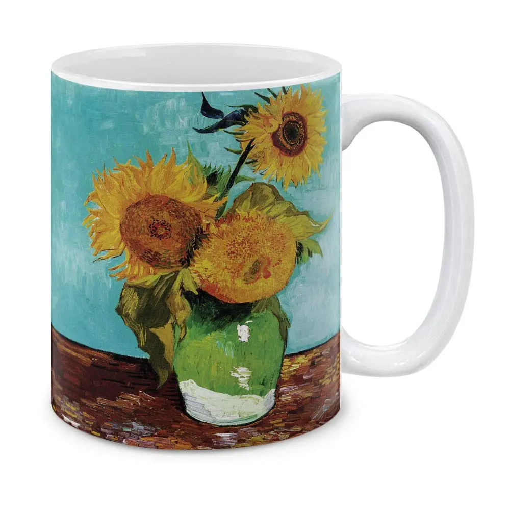 MUGBREW Classic Art Sunflowers Blue By Vincent Van Gogh Ceramic Coffee Mug Tea Cup 325ml (11 OZ) | Art Sunflowers Blue By Van Gogh - main product image