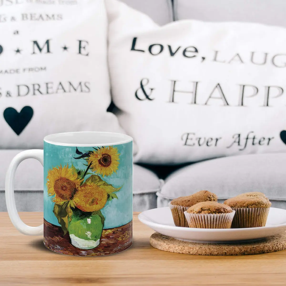 MUGBREW Classic Art Sunflowers Blue By Vincent Van Gogh Ceramic Coffee Mug Tea Cup 325ml (11 OZ) | Art Sunflowers Blue By Van Gogh - view 5