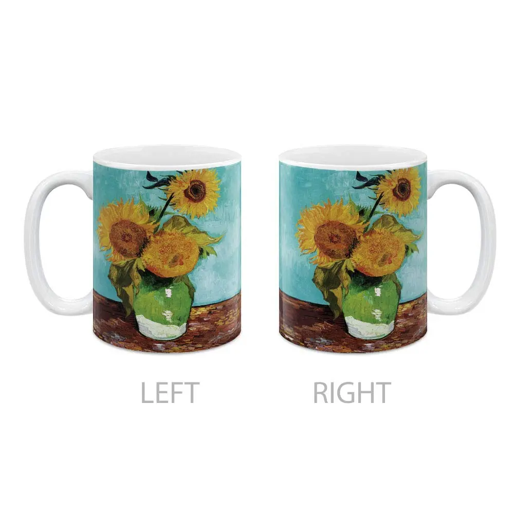 MUGBREW Classic Art Sunflowers Blue By Vincent Van Gogh Ceramic Coffee Mug Tea Cup 325ml (11 OZ) | Art Sunflowers Blue By Van Gogh - view 2