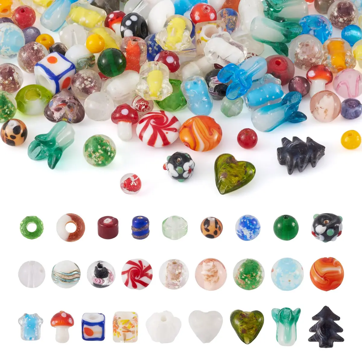 Craftdady 200 pcs Lampwork Glass Beads Mixed Shapes & Colors | Jewelry & DIY Crafts - main product image