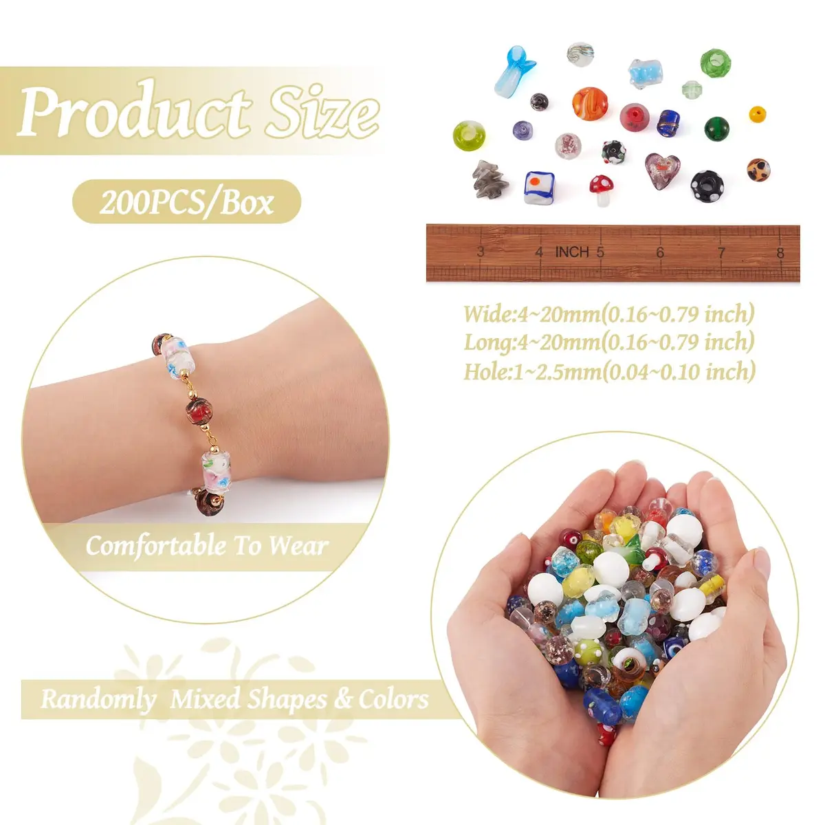Craftdady 200 pcs Lampwork Glass Beads Mixed Shapes & Colors | Jewelry & DIY Crafts - view 2
